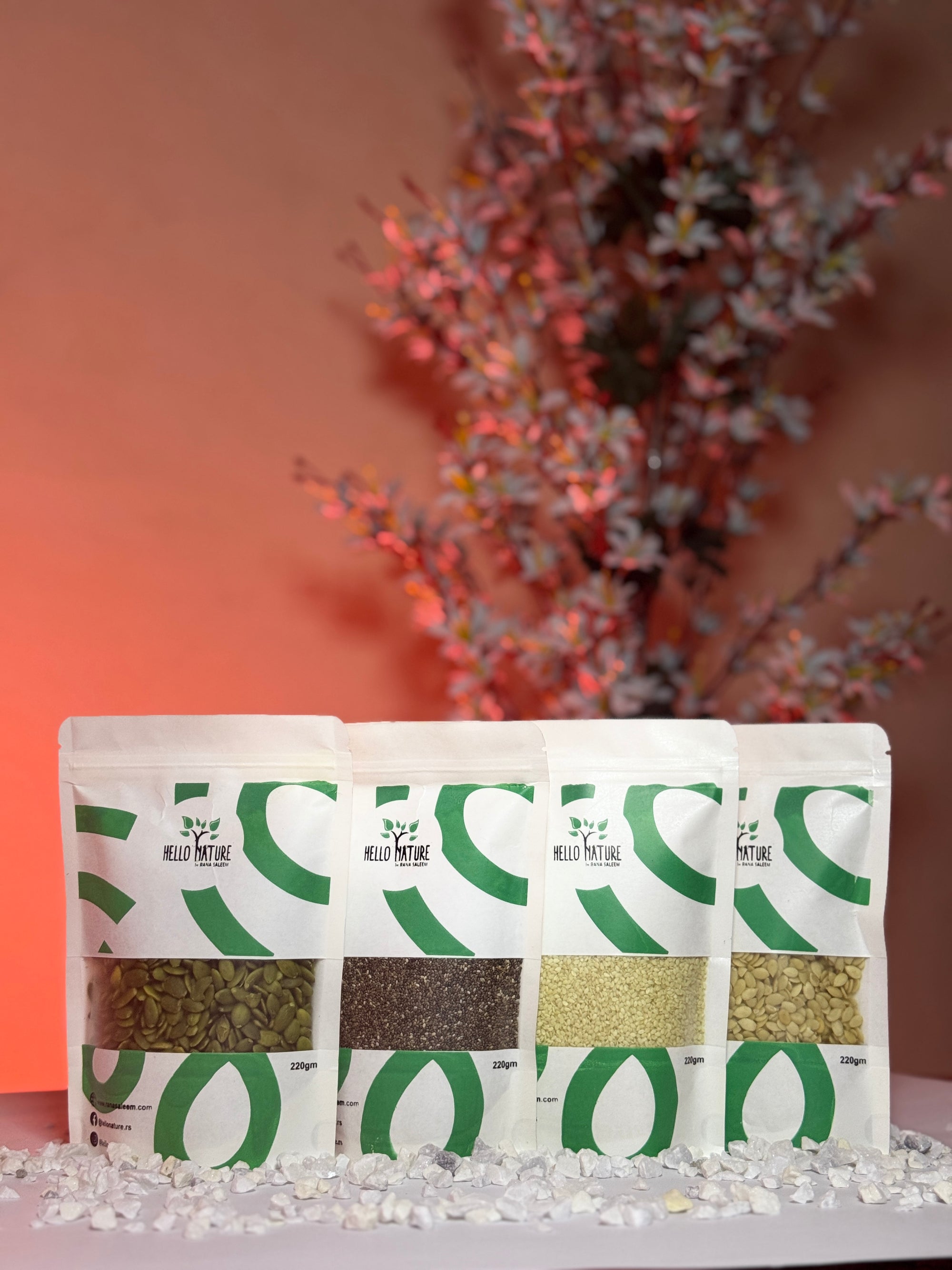 PCOS & Seed Cycling Bundle – Pumpkin, Sunflower, Flax & Sesame (220g Each) | Hormone Balance & Wellness | Rana Saleem